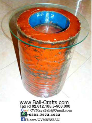 Oildrm1-24 Recycled Oil Drum Furniture Glasstop Table