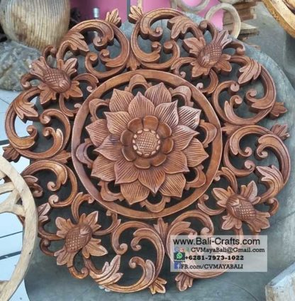 bceva1-12-Wooden Panel Flower From Bali Indonesia
