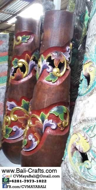 palm1-9Carved Palm Tree Wood Pots From Bali Indonesia